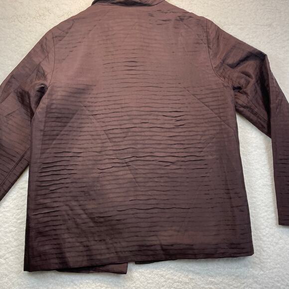 Silk Land women’s 100% silk blazer jacket w/pockets brown medium fall - Picture 6 of 8